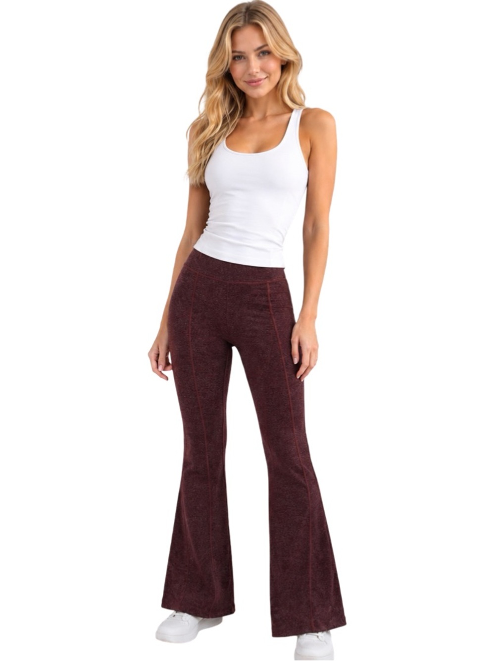Strom Flared High-Rise Pants in Burgundy